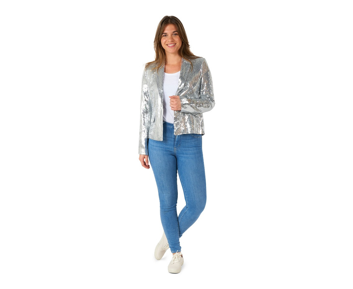Woman jacket Sequins Silver, size 40/42 (L) EOL